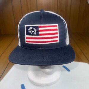 American Made Cap Co Hooey Buffalo American Flag Trucker Hat Navy White Snapback